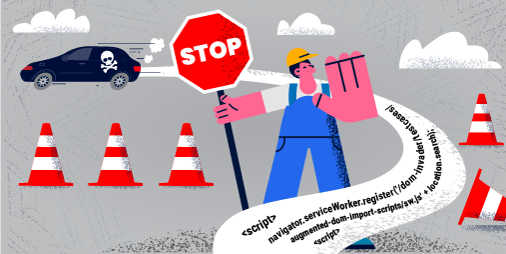Hijacking service workers via DOM Clobbering